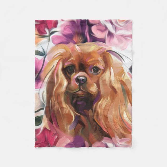 De Velo 'Ruby' Cavalier dog art velocista cobertor pequeno (Frente)
