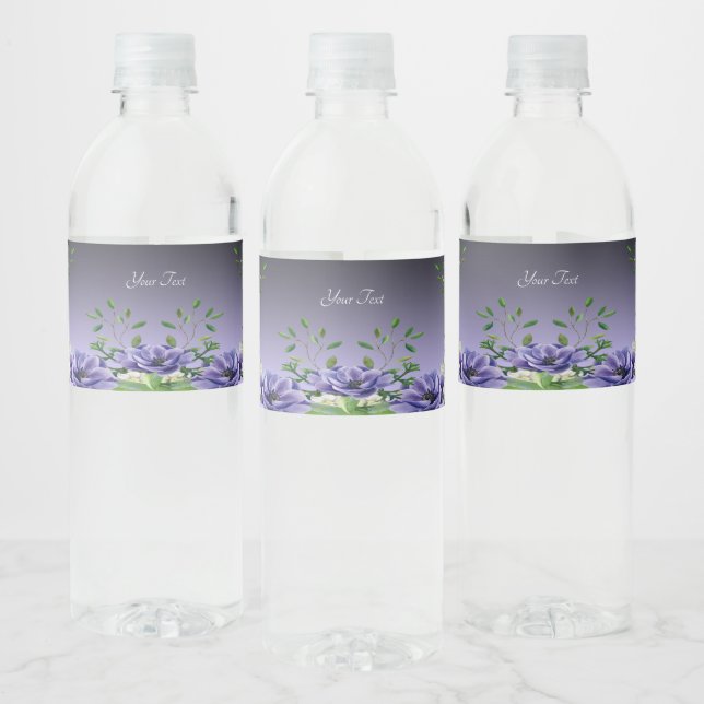 De Vinho Aquarela Flores Roxas Rótulo da Garrafa (Garrafas)