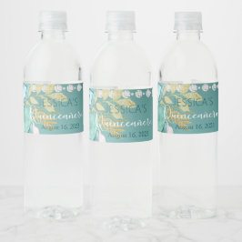 De Vinho Quinceanera Teal Glitter Dourado Rótulo da Garrafa