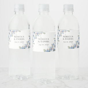 De Vinho Rótulo da Garrafa Floral Azul Moderna