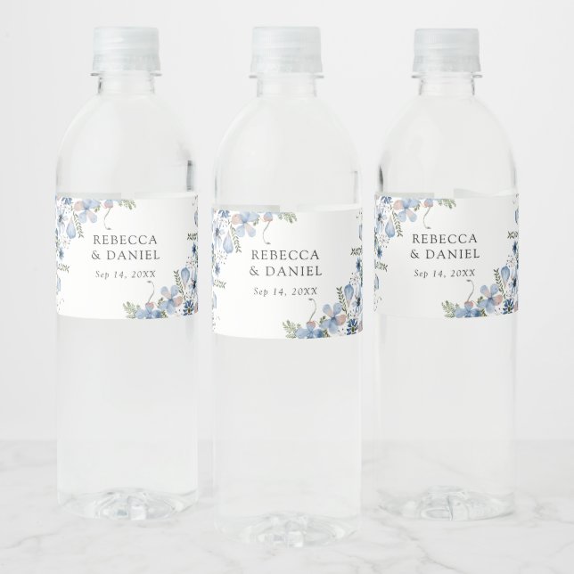 De Vinho Rótulo da Garrafa Floral Azul Moderna (Garrafas)