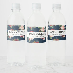 De Vinho Rótulo da Garrafa Floral Burgundy Marinho Boho