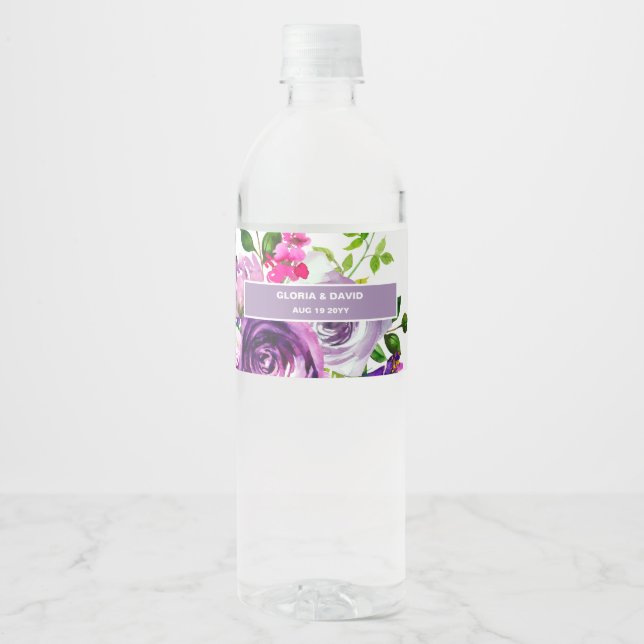 De Vinho Rótulo da Garrafa Floral Romântica (Frente)