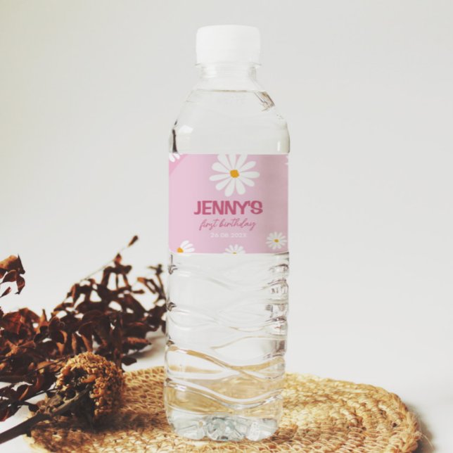 De Vinho Rótulo da Garrafa Rosa-Rosa de-Groovy Aniversário (Criador carregado)