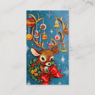 De Visita A rena retro do natal vintage adiciona o cartão d