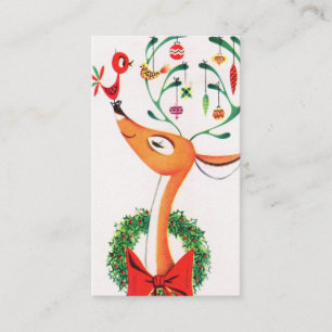 De Visita A rena retro do natal vintage adiciona o cartão d
