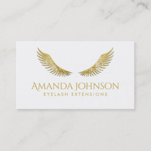 De Visita Brilho Lashes Douradas Asas Simples Cartão Branco