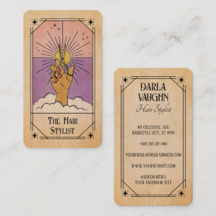 De Visita Cabelereiro Rosa Roxo Cartão Tarot Celestial Sol
