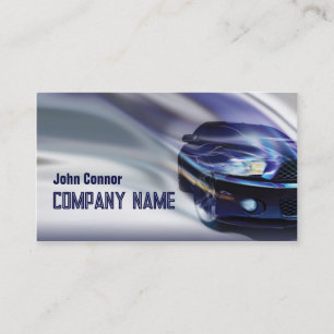 De Visita Carro azul do mustang no cartão do movimento do