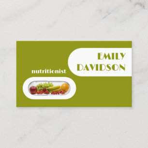 De Visita Cartão amarelo do verde branco do nutricionista d
