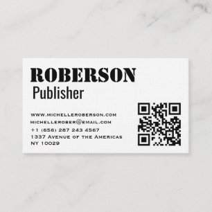 De Visita Cartão branco tradicional simples com código do 