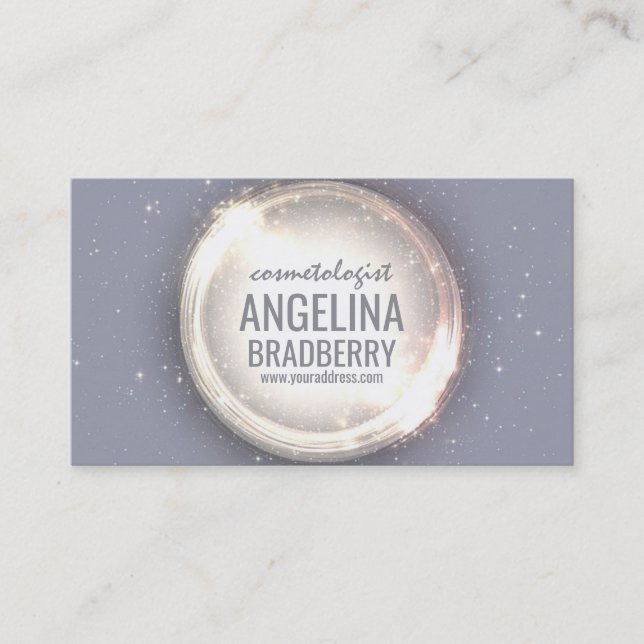 De Visita Cartão cintilante do roxo da estrela do círculo (Frente)