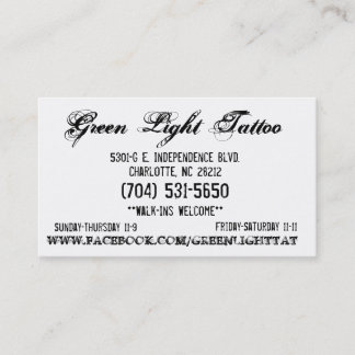 De Visita Cartão do tatuagem da luz verde