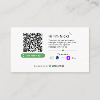 De Visita Cartão GetCashTips