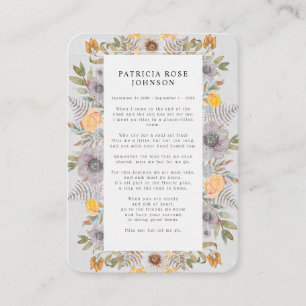 De Visita Cartão Memorial Funeral Rustic Photo Sympathy