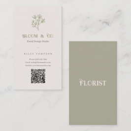 De Visita Cartão Minimalista Bege Floral Sofisticado