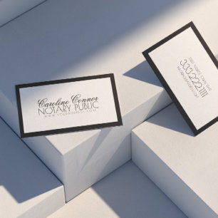 De Visita Cartão moderno branco da beira preta do notário