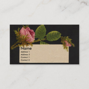 De Visita Cartão Mossy do comércio do Victorian do rosa do