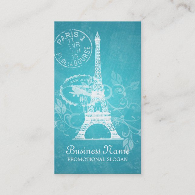 De Visita Cartão postal Vintage Paris Azul (Frente)