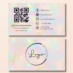De Visita Cartão QR Code Mínimo Opala Dourado Falso