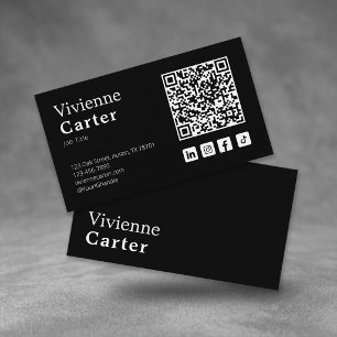 De Visita Cartão QR Code Mínimo Preto e Branco para Redes So
