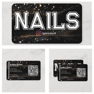 De Visita Cartão QR Code Preto Dourado Profissional para Téc