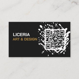 De Visita Cartão QR Code Preto e Dourado Minimalista Elegant