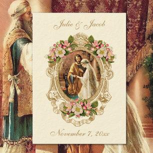 De Visita Cartão Santo Tradicional Casamento Católico Vintag