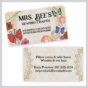 De Visita Cartão sewing da costureira das borboletas das