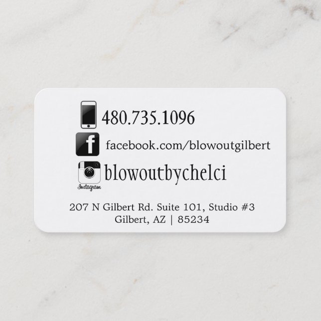 De Visita cartão social do cabeleireiro dos meios (Verso)