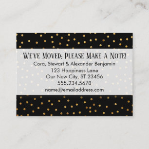 De Visita Confetti Dourado em preto Nós movemos o cartão d