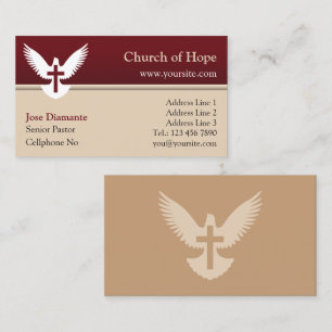 De Visita Dove com Cruz Vermelha e Cartão da Igreja Beige