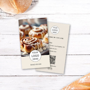 De Visita Foto do logotipo da padaria Código QR Cream Cartão