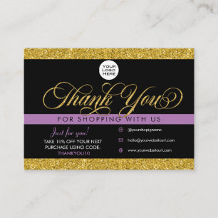 De Visita Glitter Obrigado Pacote do Cliente Inserir Cartão