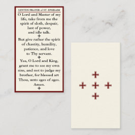 De Visita Lenten Prayer of Ruas. Ephraim o mini cartão sírio