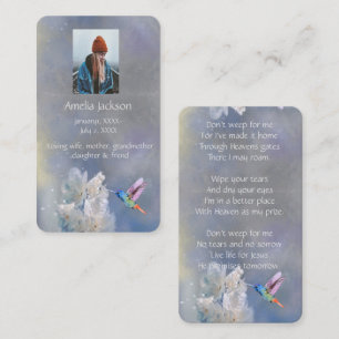 De Visita Memória Memorial Cartão Hummingbird Flores Branc