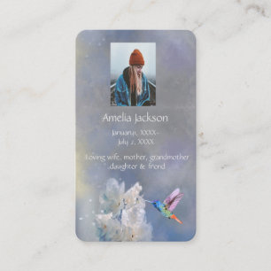 De Visita Memória Memorial Cartão Hummingbird Flores Brancas