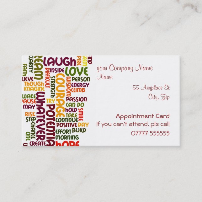 De Visita Palavras inspiradores #1, cartão das nomeações (Frente)