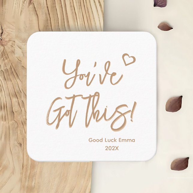 De Visita Quadrado Cartão Boa Sorte | Personalizado Você Tem Este Car (Encourage and uplift with our elegant calligraphy 'You've Got This' card.)