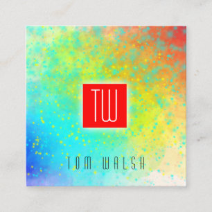 De Visita Quadrado Cartão Colorido Elegante Monogramado