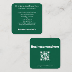 De Visita Quadrado Cartão QR Code Verde Minimalista Profissional