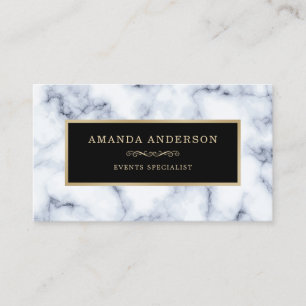 De Visita Quadro Dourado Elegante no Marble Branco Cartão