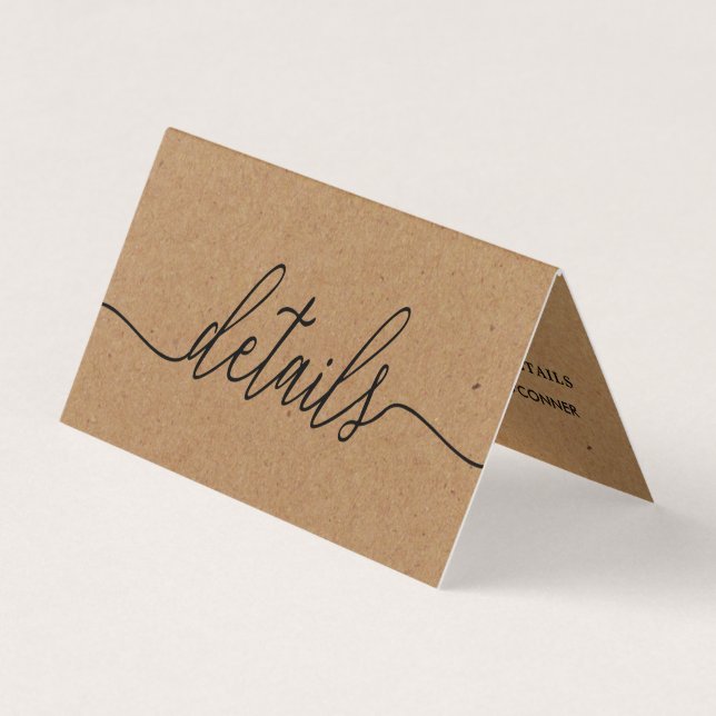 De Visita Script Simples Rustic Kraft Com Cartão Detalhado D (Frente)