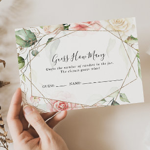 De Visita Verde Geométrico Dourado Adivinha Quantos Cartão