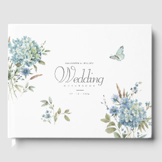 De Visitas Bohemian Blue Floral Watercolor Livro Convidado