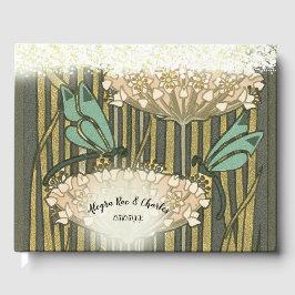 De Visitas Lilypad Dragonfly Art Deco Livro Convidado