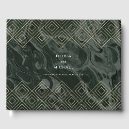 De Visitas Moody Hues Emerald Green Marble Livro Personalizad