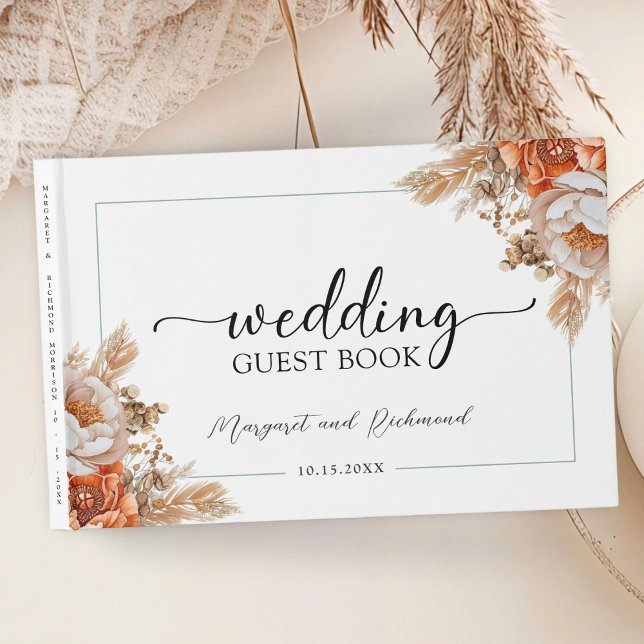 De Visitas Rusty Terracotta Peony Floral Weding Livro Convida (Criador carregado)