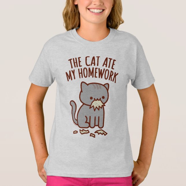 De Volta À Camiseta Da Escola - "O GATO COMEU MINH (Frente)