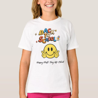De volta à camiseta smiley face escolar